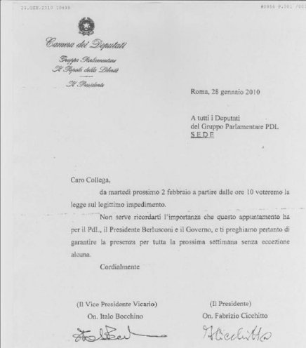 pdl legittimo impedimento