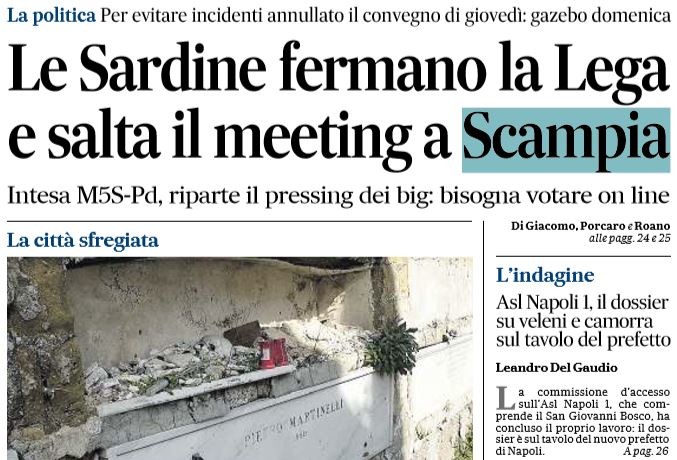 Niente raduno della Lega a Scampia a causa delle sardine